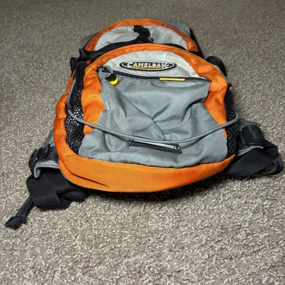CamelBak MULE Hydration Pack Backpack No Bladder Orange Gray Hiking Camp Vintage